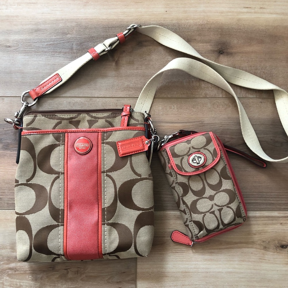 Coach crossbody with matching wristlet